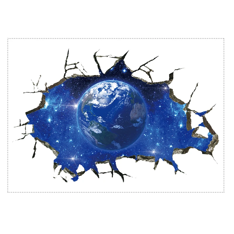 

(2 pieces / pack) 3D simulation broken wall universe series bedroom ceiling decoration home wallpaper wall sticker