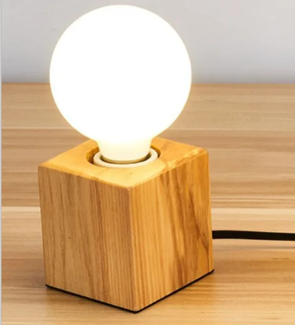 

Small Night-light Originality Bedroom Children House College Student Dormitory Personality Polyhedron Raw Wood Desk Lamp