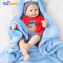 50 см полный силиконовый винил Reborn Baby Doll мальчик новорожденный игрушка подарок красный наряд с синим одеялом