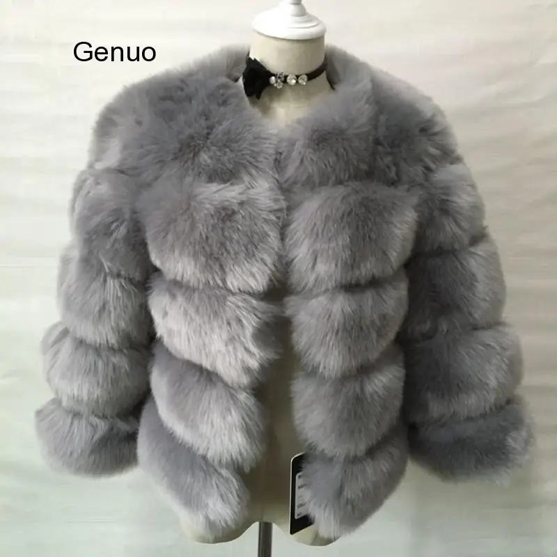 Women Winter Warm Faux Fox Fur Overcoat High