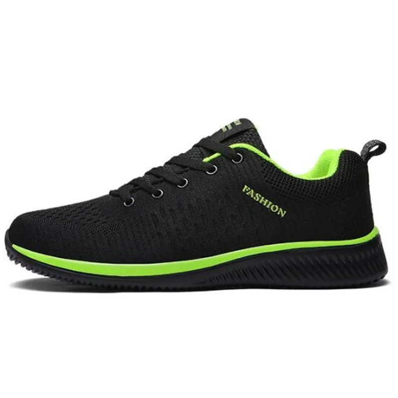 Mens New Mesh Men Casual Shoes Lac-up Men Shoes Lightweight Comfortable Breathable Walking Sneakers Tenis Feminino Zapatos - Цвет: Black green