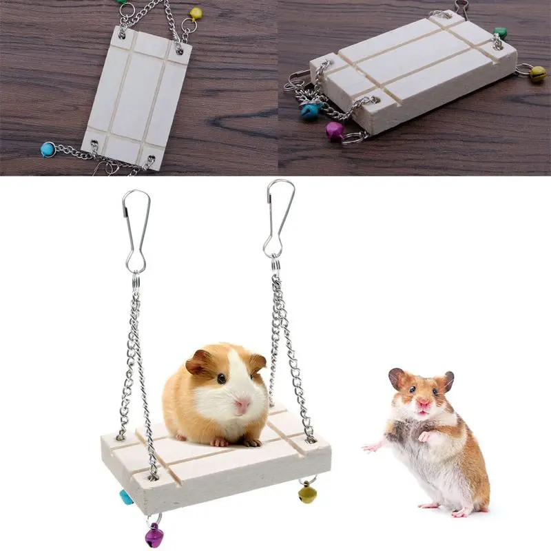 Hamster Toys Seesaw Rat Mouse Harness Parrot Wooden Rainbow Ladder Bridge