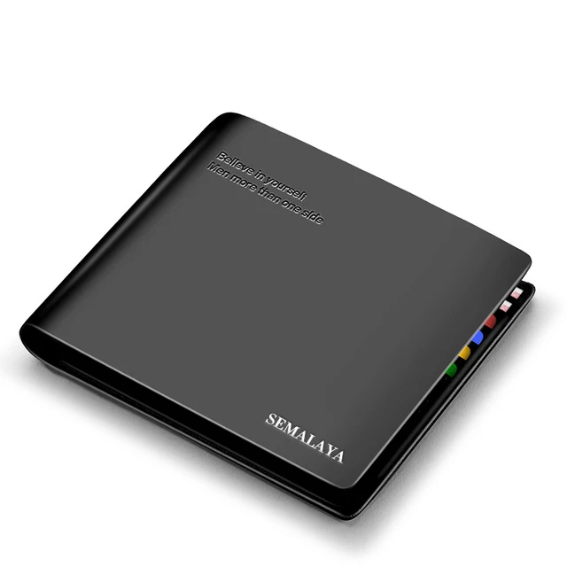 Men Wallet 100% Genuine Leather Men Wallets Premium Product Real Cowhide Wallets for Man Short Black Walet Men Wallet RFID Busin Black