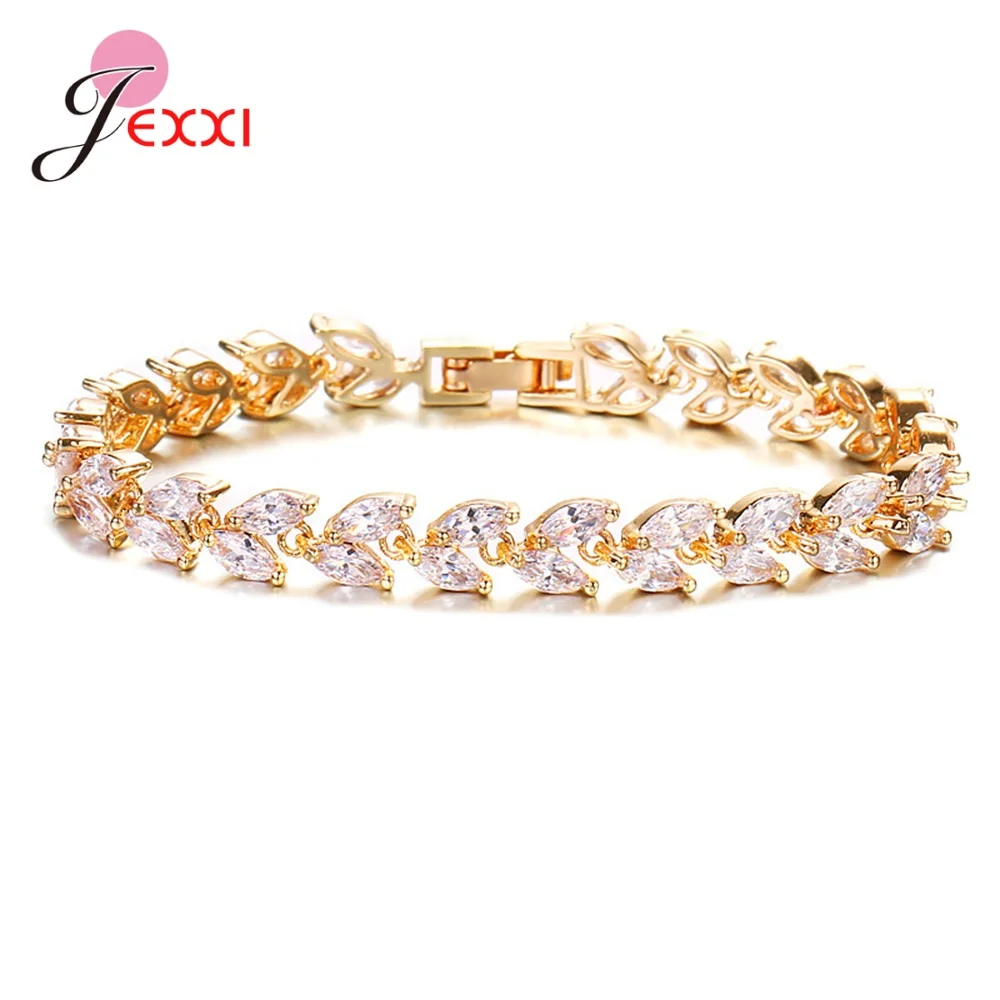 Роскошный элегантный золотой браслет с кубическим зриконом, модные трендовые стразы, браслет в виде листа, подарок, ювелирное изделие для женщин