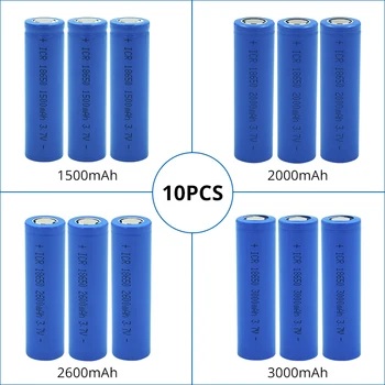 

10pcs 1.5Ah/2.0Ah/2.6Ah/3.0Ah 18650 3.7V Rechargeable Battery ICR 18650 Lithium Batteries Li-ion Bateria for Flash Light Torch