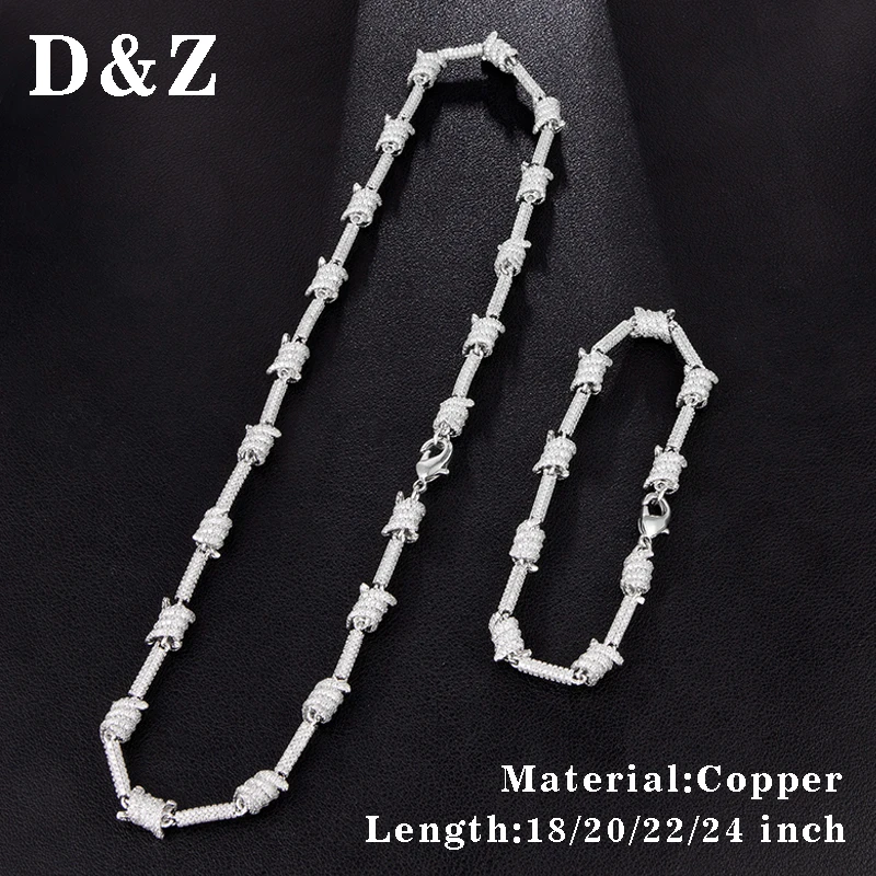 CZ Barbed Wire Necklace Chain 
