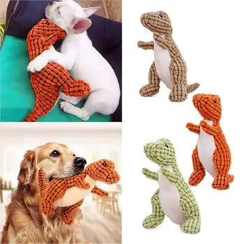 

Orange pet dog plush puzzle biting molar teeth dinosaur squeaking dog toy teeth suck smelling toys