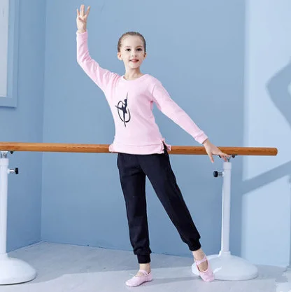 Pink Одежда для танцев детский осенне-зимний бархатный костюм из двух предметов с длинными рукавами для девочек костюмы, детская одежда - Цвет: Pink