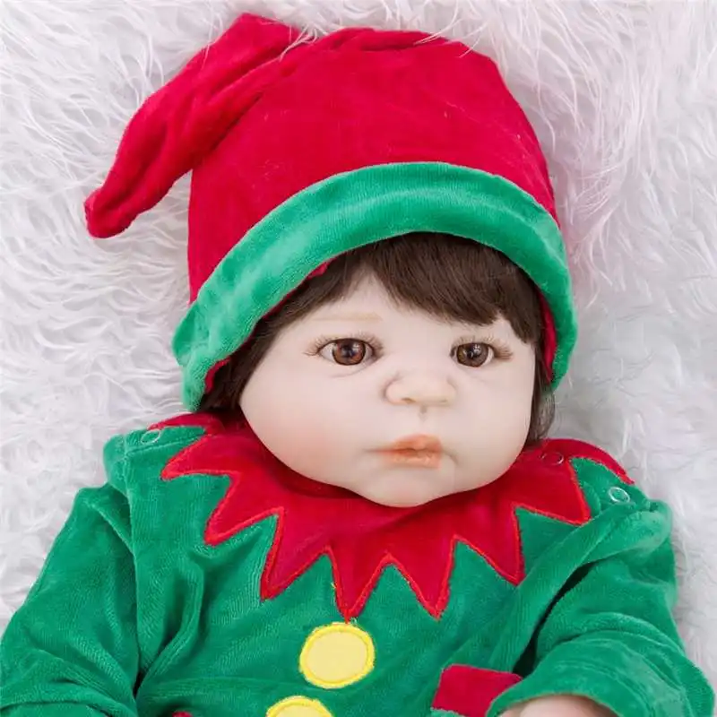 KEIUMI Новинка 57 см куклы Reborn Baby, игрушка для косплея, Рождественская елка, безопасные детки, полностью виниловая Кукла Reborn Bonecas для детей, подарки