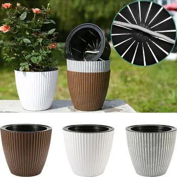 

Retro Nordic Wind Automatic Irrigation Flower Pot Vase Automatic Watering Planter Lazy Planting Wheel