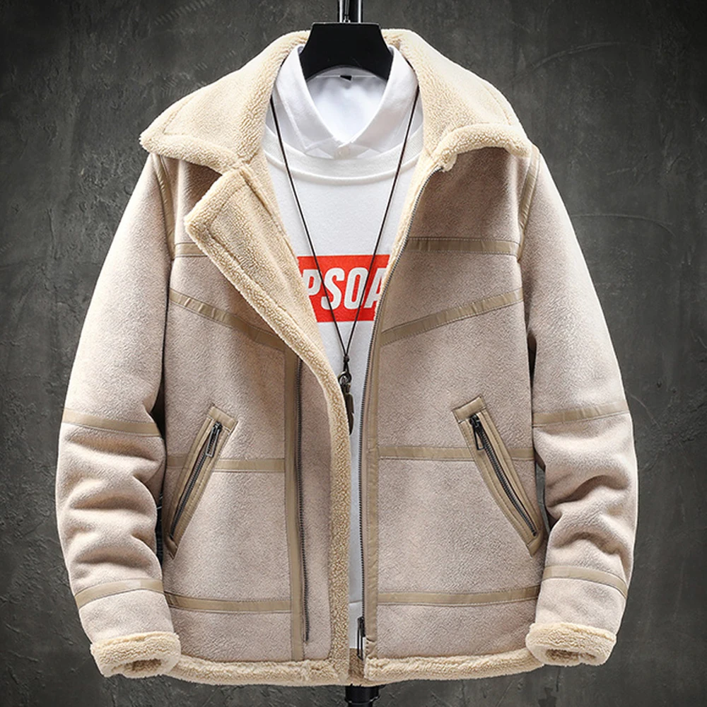 2020 European Brand Designer Mans Faux Fur Coat Oversized Overcoat Leather Jackets and Velvet Clothing Winter B755 | Мужская одежда