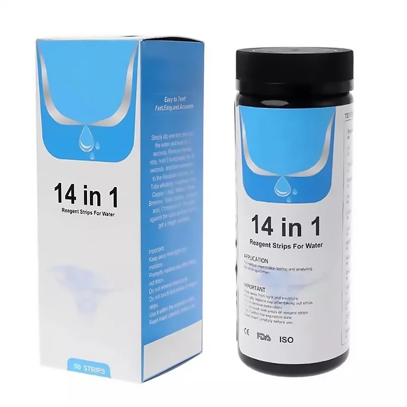 

14 in 1 Swimming Pool Test Paper Residual Chlorine PH Value Alkalinity Hardness Test Strip A Bottle Of 50 Hot Tub Water Quality
