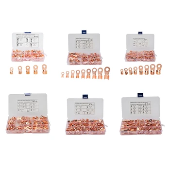 

Battery Cable Copper Open Barrel Ring Lug Terminals Connectors Assortment Kit Wire Crimp Connector OT