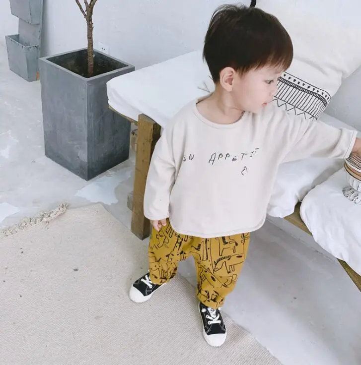 

2019 new girls boys t-shirt autumn full sleeve cotton soft fashion kids top 1-6t HW995