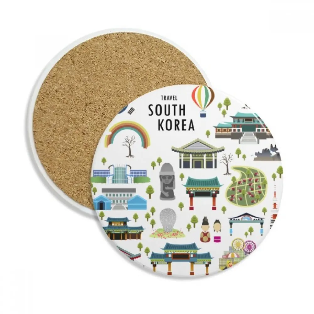 

Travelling in South Korea Ceramic Coaster Cup Mug Holder Absorbent Stone for Drinks 2pcs Gift