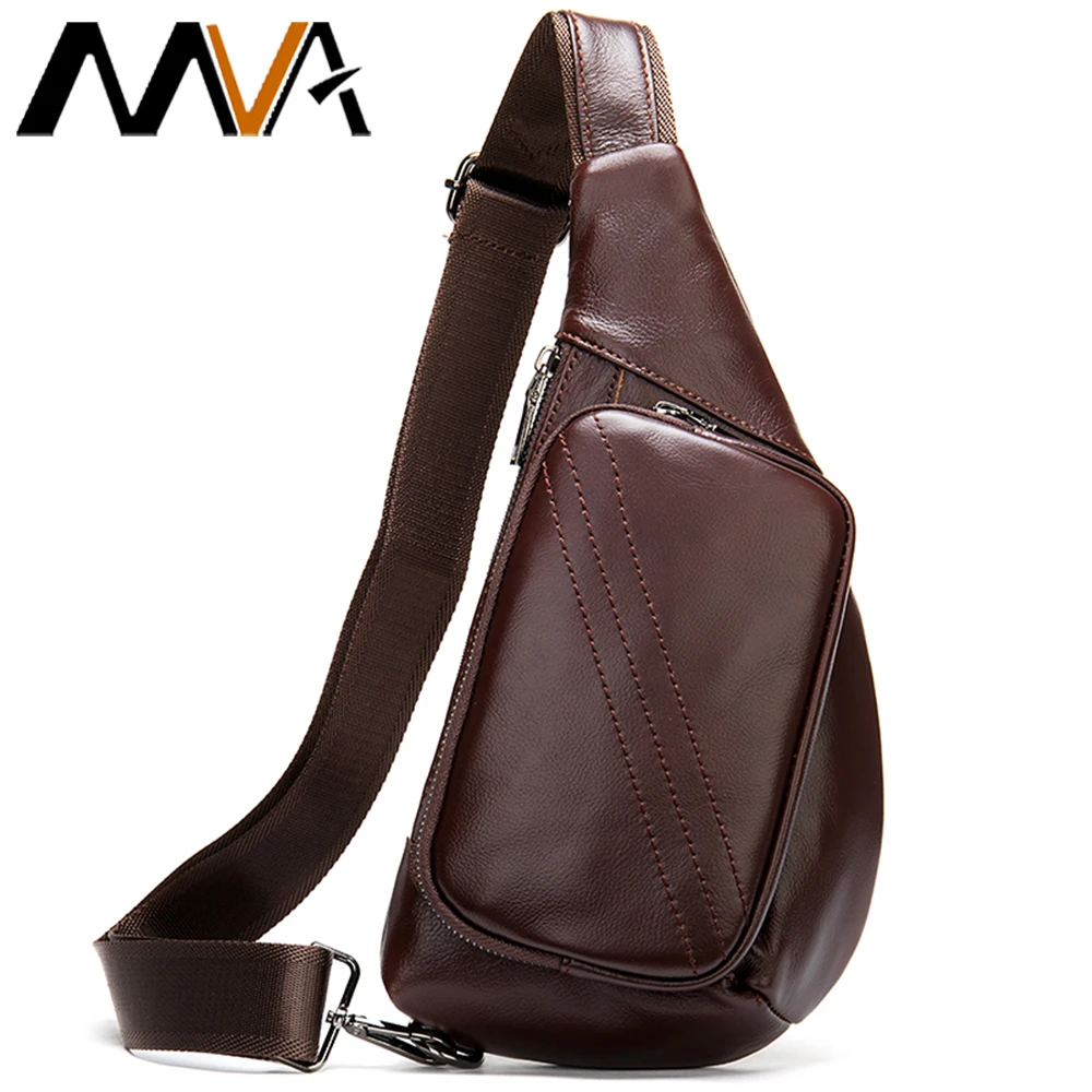 MVA  Genuine Leather Men's Shoulder Bag Men's Messenger Bag Small Crossbody Bags For Men Chest Pack Leather Sling Bags Men