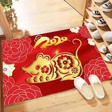 Новогодний коврик для ванной комнаты, нескользящий коврик для двери, декоративный ковер, декор из полиэстера, нескользящая подошва, Прямая поставка O25