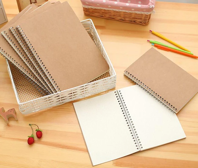 NEW A5/B5 notebook paper dotted/blank/square/horizontal/kraft paper spiral ring stationery notebook coil hand book Two packs