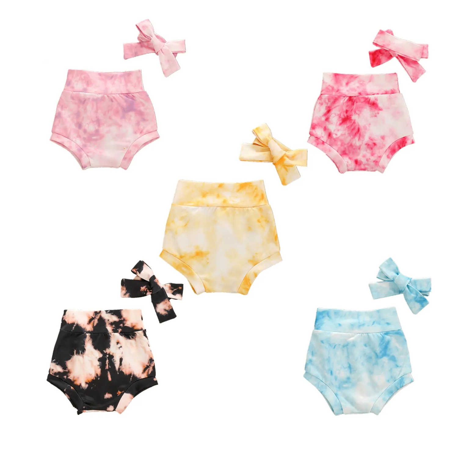

Pudcoco 2020 Newborn Baby Girls Tie-dye 2Pcs Set Shorts+Headband Infant Clothes Home Summer