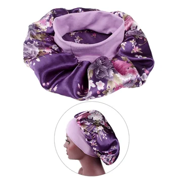 

1pc Nightcap Floral Wide Side Colorful Elastic Satin Hair Loss Caps Sleeping Cap for Girls