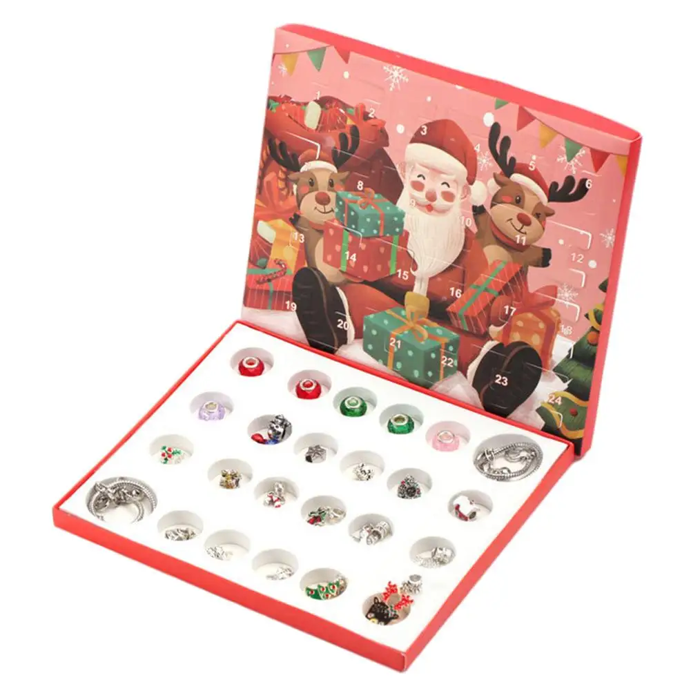 24 Days Christmas Advent Calendar Advent Calendar Christmas 2021 Christmas Themed DIY Charm Beads Jewelry Making Set Unique Gift 1