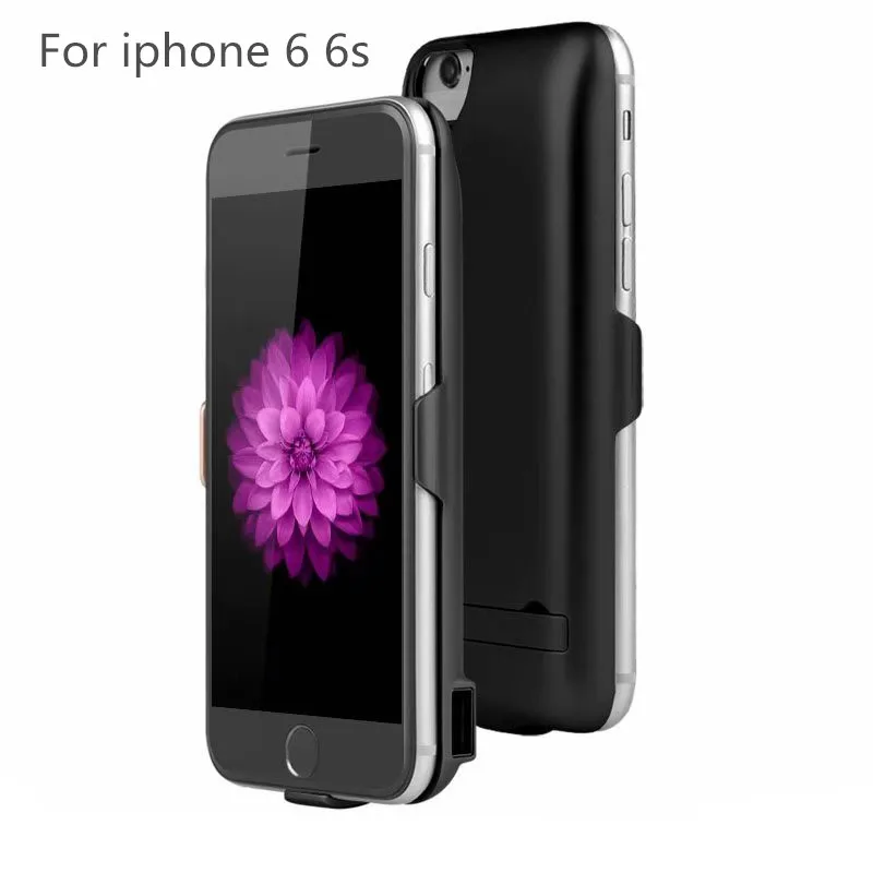 Black 5000mAh For iphone 6 6s Battery Charger Case Portable Power Bank Cover External Pack Backup Charge Phone back Case for iphone 6s - Color: Black