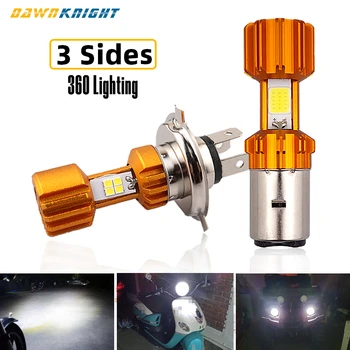 

1PCS H4 BA20D P15D Motorbike Led Headlight Bulb 3 Sides Low Beam High Beam For Motorbike LED Lamps 12V 6000K 1500LM COB CSP