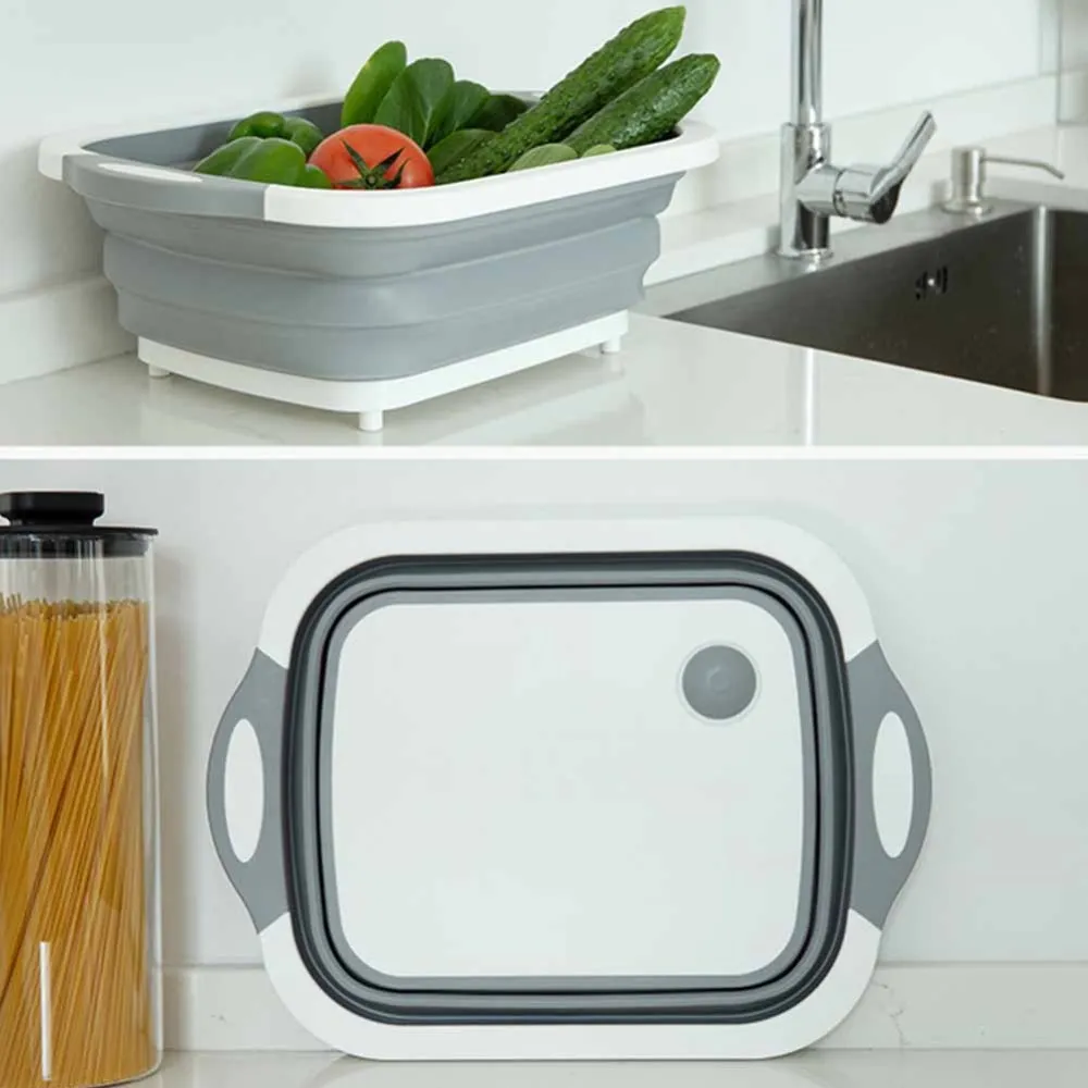 

Multi-Function Cutting Storage Kitchen Chopping Blocks Tool Foldable Cutting Board Washable Fruit Storage Basket