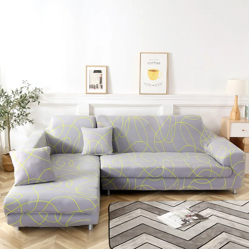 Угловые чехлы для диванов, растягивающиеся чехлы с принтом в форме L, секционные диванные диваны, диванные подушки, комбинированный комплект, защита для мебели