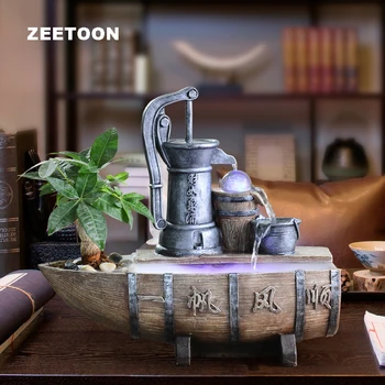 

110V / 220V Natural Resin Water Fountain Ship Shaped Fish Tank Bonsai Humidifier Office Feng Shui Decor Crafts Fountain As Gifts