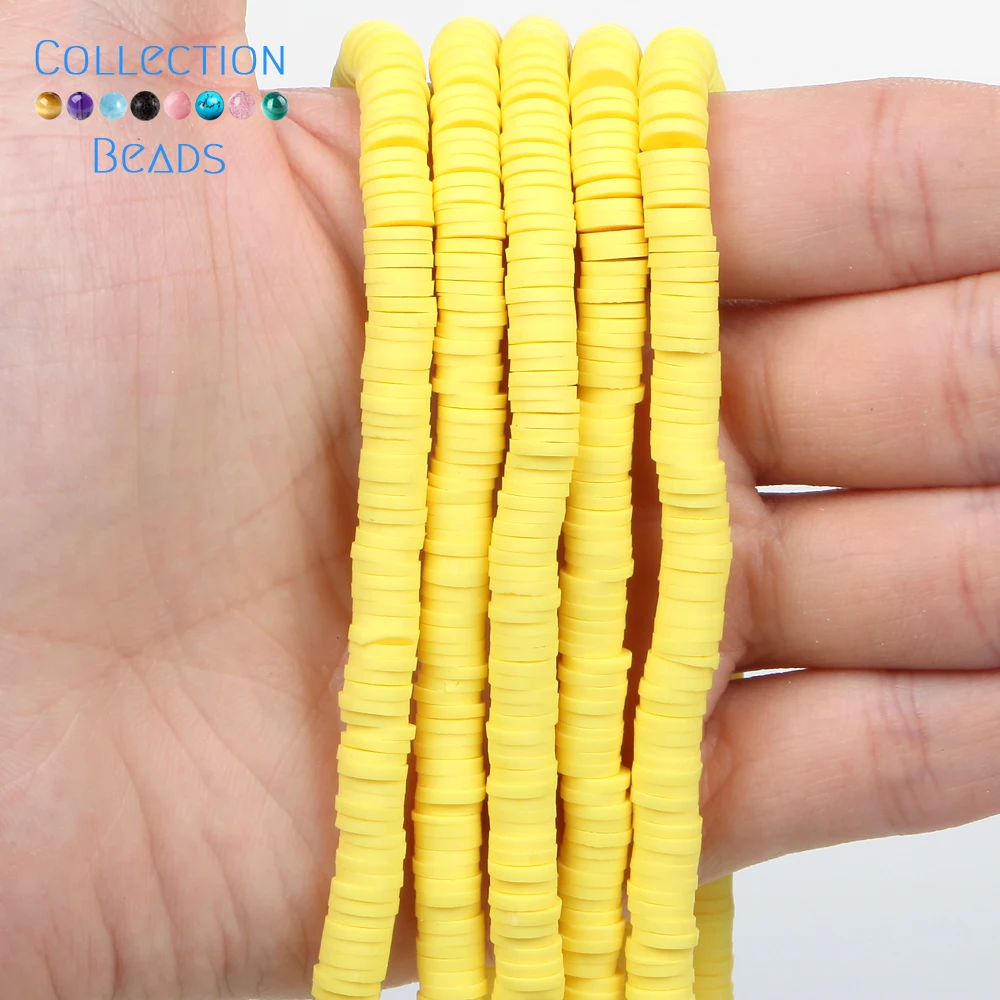 6mm 320Pcs Flat Round Polymer Clay Beads Heishi Disk Loose Spacer Handmade Beads For DIY Jewelry Making Bracelet Accessories 