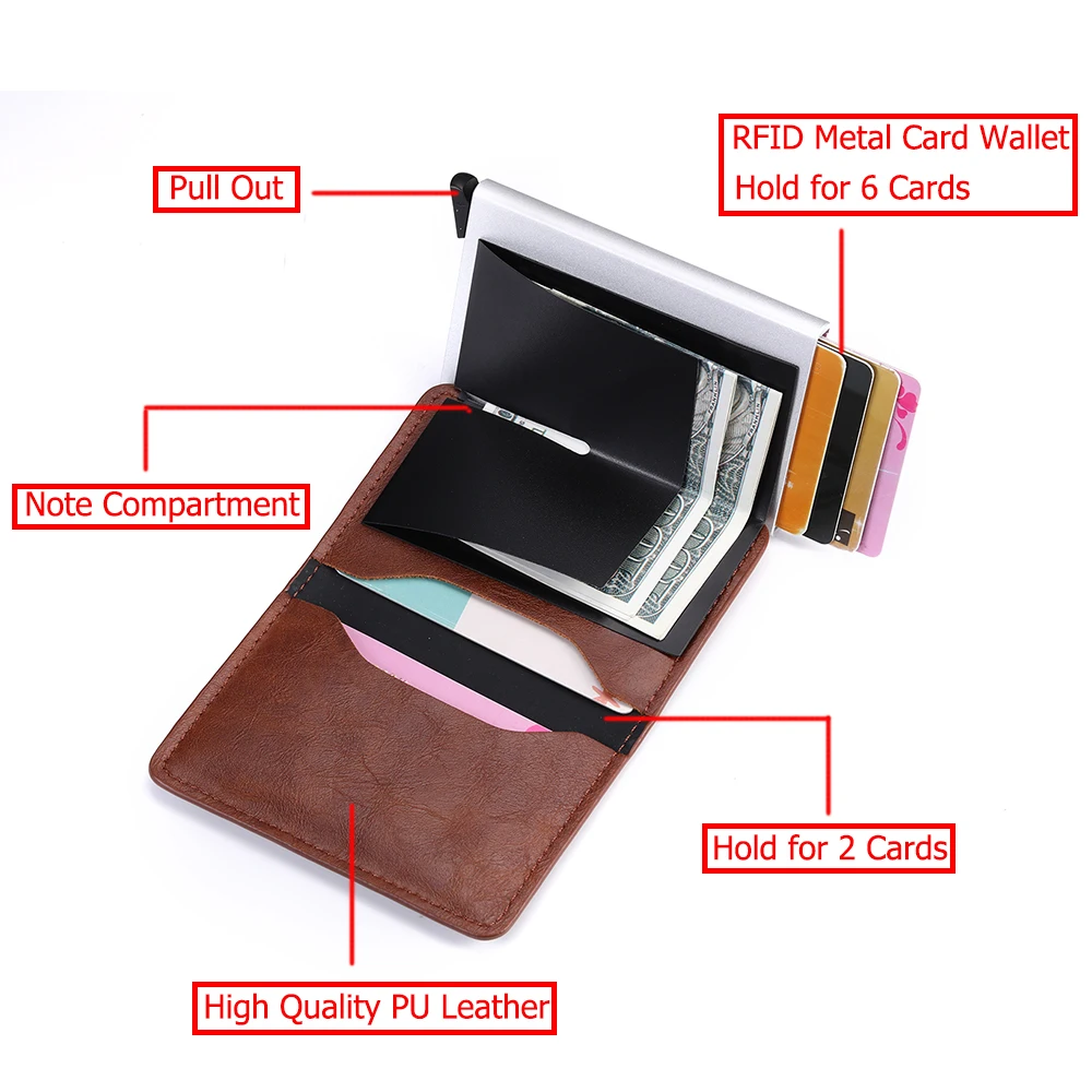 BISI GORO тонкий маленький мини-раскладушка кошелек RFID Bloking Модный стильный кошелек унисекс держатель для карт металлическая алюминиевая коробка Cartera Mujer