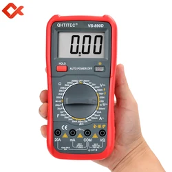 QHTITEC VS-890D Digital Intelligent Multimeter AC DC LCD Meter Handheld Ammeter Tester Professional Multimetro With Test Line