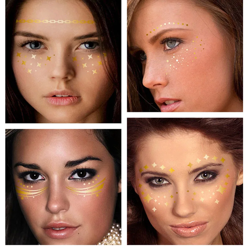5pcs Golden Face Temporary Tattoo Waterproof Freckles Cover Stickers Body Art Decals Beautiful Color For Party CJ666