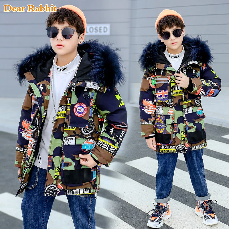 

-30 degrees 2019 New Fashion Winter Children's Down Jackets Camouflage clothing Boys Coats Teenager clothes Kids parka Outerwear