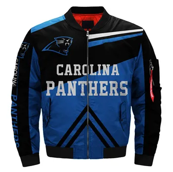 

3D Printed football bomber jacket Casual Men's Outdoor Carolina Thick Coat rugby Homme Stand Panthers Zipper Clothes
