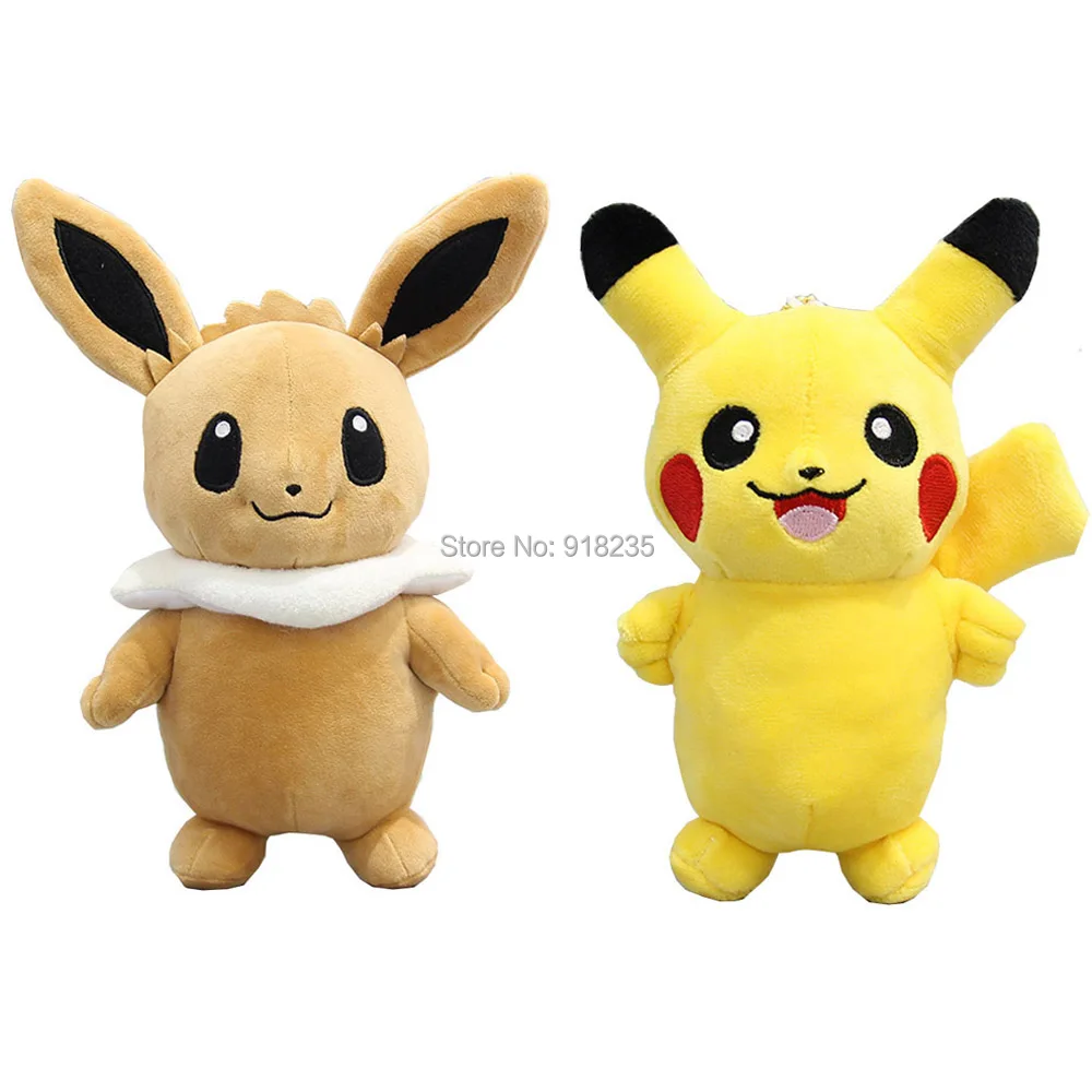 

20/Lot 2 Styles Standing Pikachu Eevee 12CM Plush Keychain Pendant Stuffed Toys