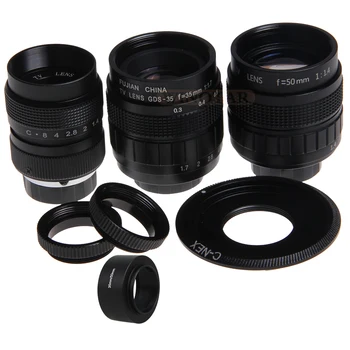 

FUJIAN 35mm F1.7 CCTV Movie Lens + 25mm f1.4 TV Lens + 50mm f1.4 TV Lens for SONY E Mount A6500 A6300 A6100 NEX Series Camera