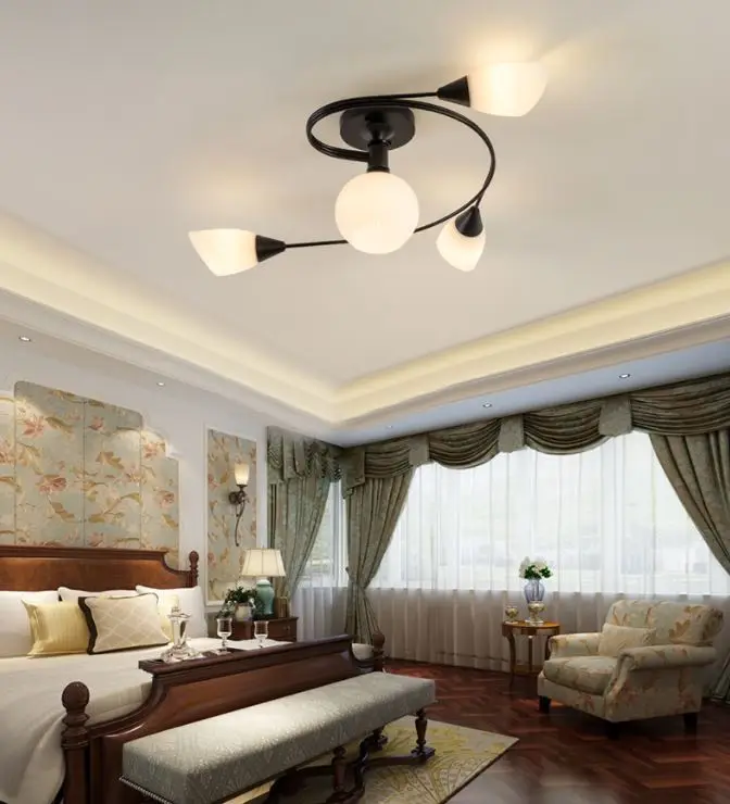

Ceiling lamp lighting design semi-circular highlight light pattern American Living Room Bedroom Glass Ceiling Lights