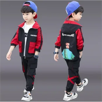 

Children's clothing boy suit spring and autumn 2020 new children's sports and leisure cartoon tooling two-piece suit 10 11 12Y