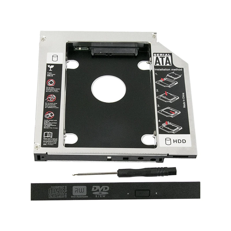 

12.7mm HDD Caddy Aluminum Optibay SATA 3.0 Hard Disk Drive Box Enclosure DVD Adapter 2.5 SSD Case for Laptop CD-ROM