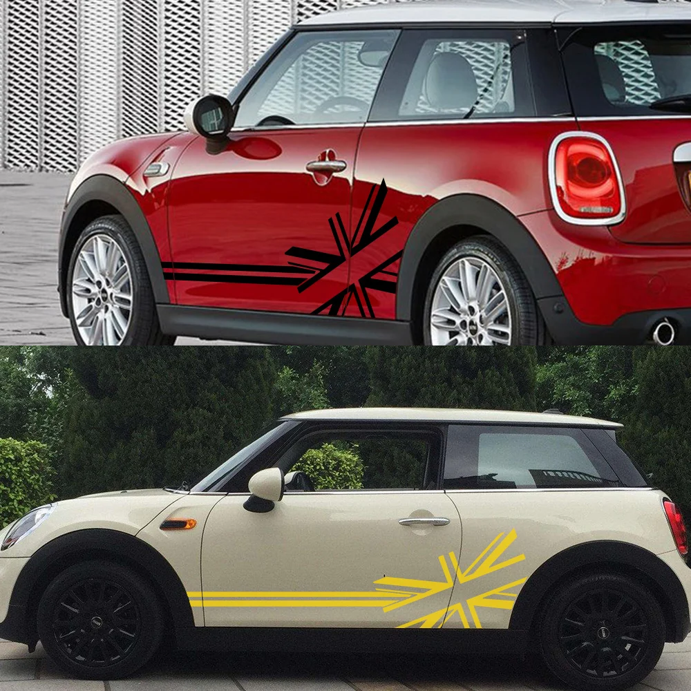 2 шт. автомобильные наклейки в виде флага боковые полоски для Mini Cooper R56 R57 R58 R50 R52 R53