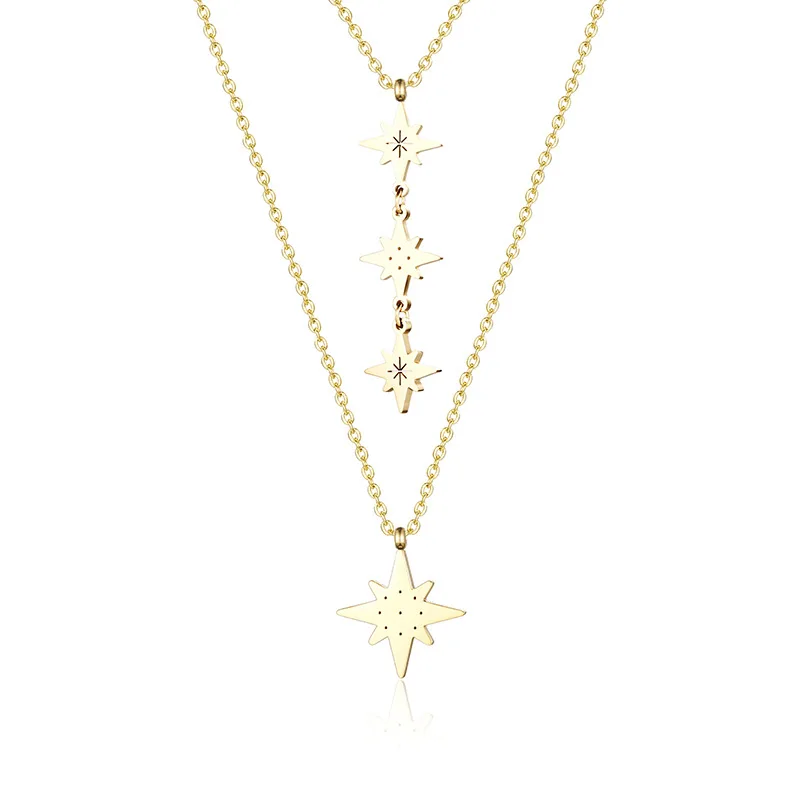

Fashion North Star Stainless Steel Pendants Necklace Romantic Luxury Gold Chain Collar Necklace for Women Wedding Jewelry