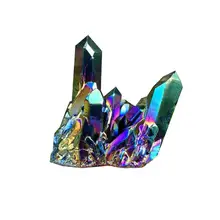 Natural de cristal de cuarzo titanio Arco Iris punto raro casa decoración artesanal Reiki piedra puede para espécimen curativo Mineral