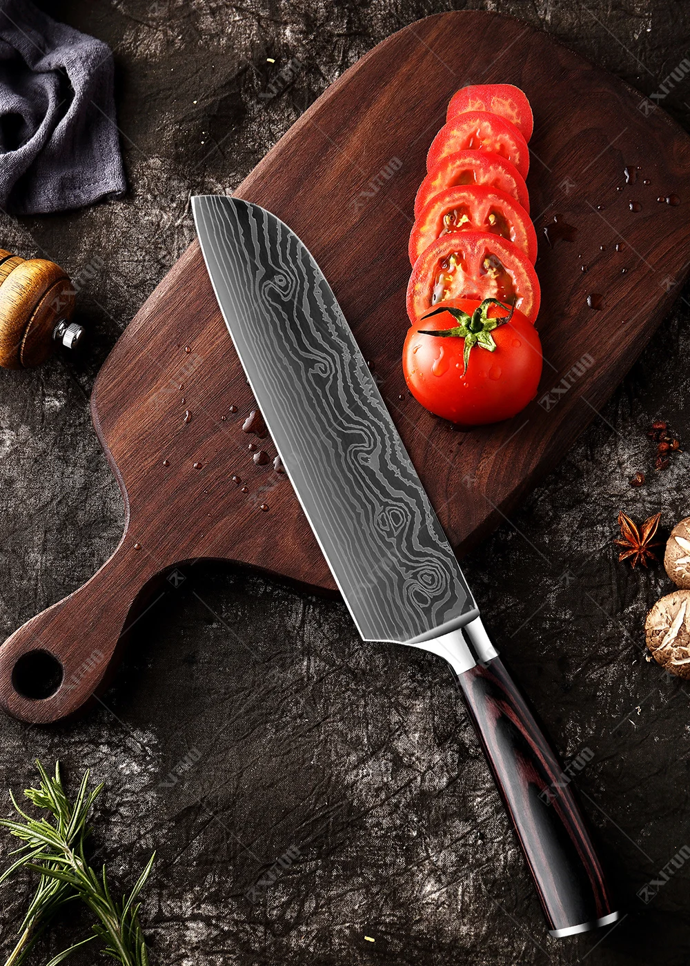 Raikiri Damascus Steel Kiritsuke Chef Knife – Senken Knives