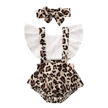 

3Pcs Baby Girl Clothes Newborn Set Ruched Leopard Print Romper Bodysuit Infant Outfits Vetement Enfant Fille Kids Clothes 2020