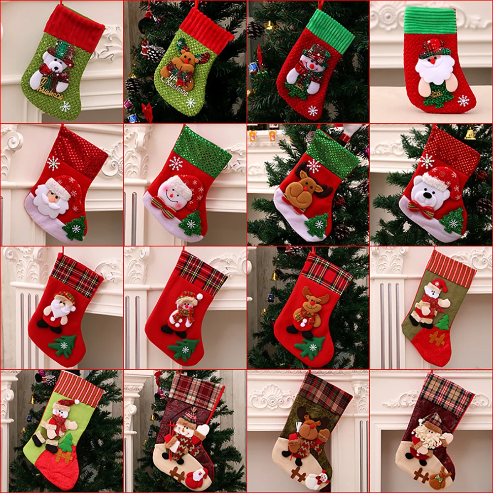 Santa Snowman Pendant Christmas Ornaments New Year Socks Christmas Decorations for Home Merry Christmas Tree Decorations Navidad