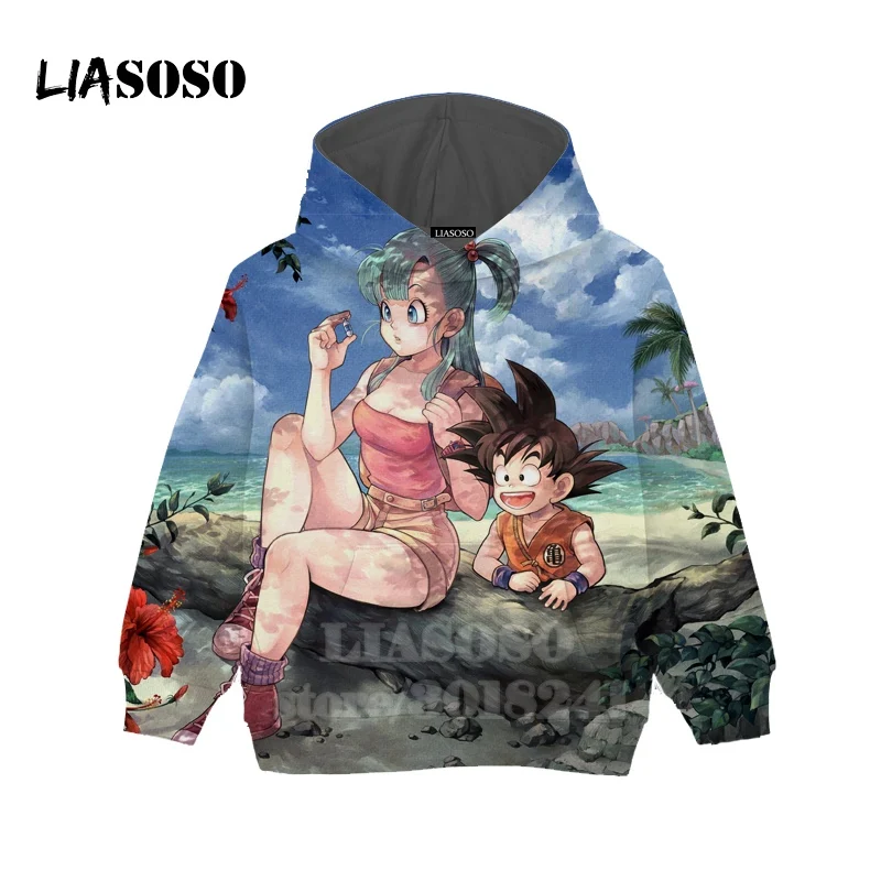 LIASOSO/Детская толстовка с Гоку для подростков и сына, футболка с 3D-принтом «Жемчуг дракона», «булма», детский топ, пуловер для мальчиков и девочек, толстовки для малышей, B157-34