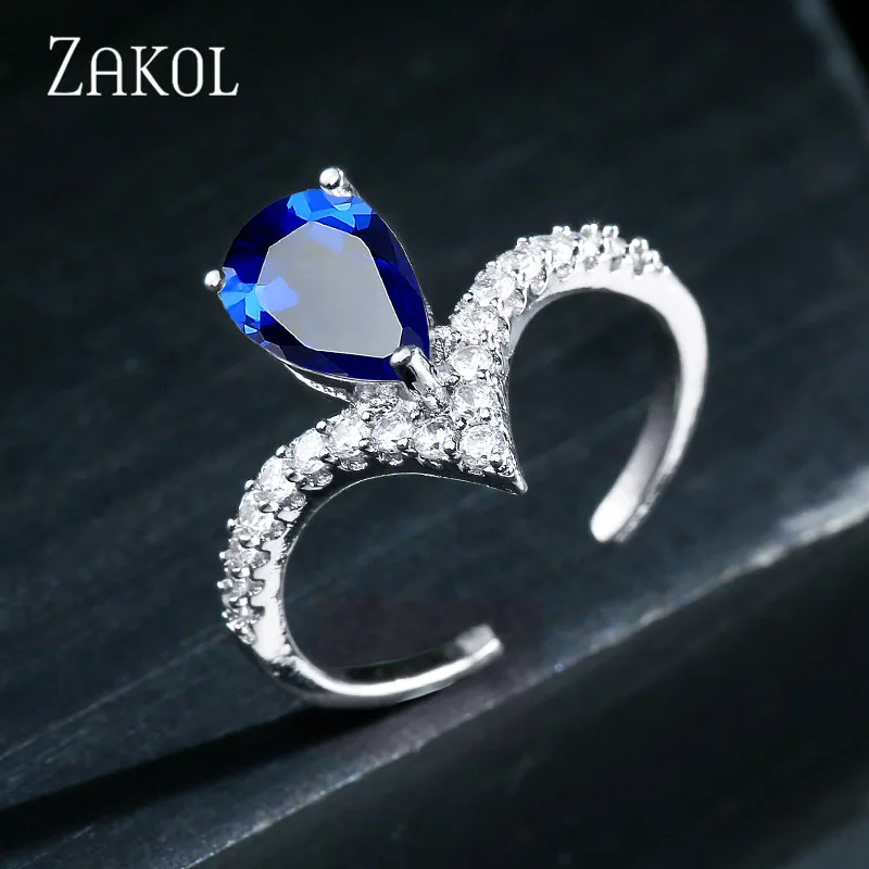 ZAKOL красивый дизайн капля воды кубический Zirocnia женское открытое регулируемое для