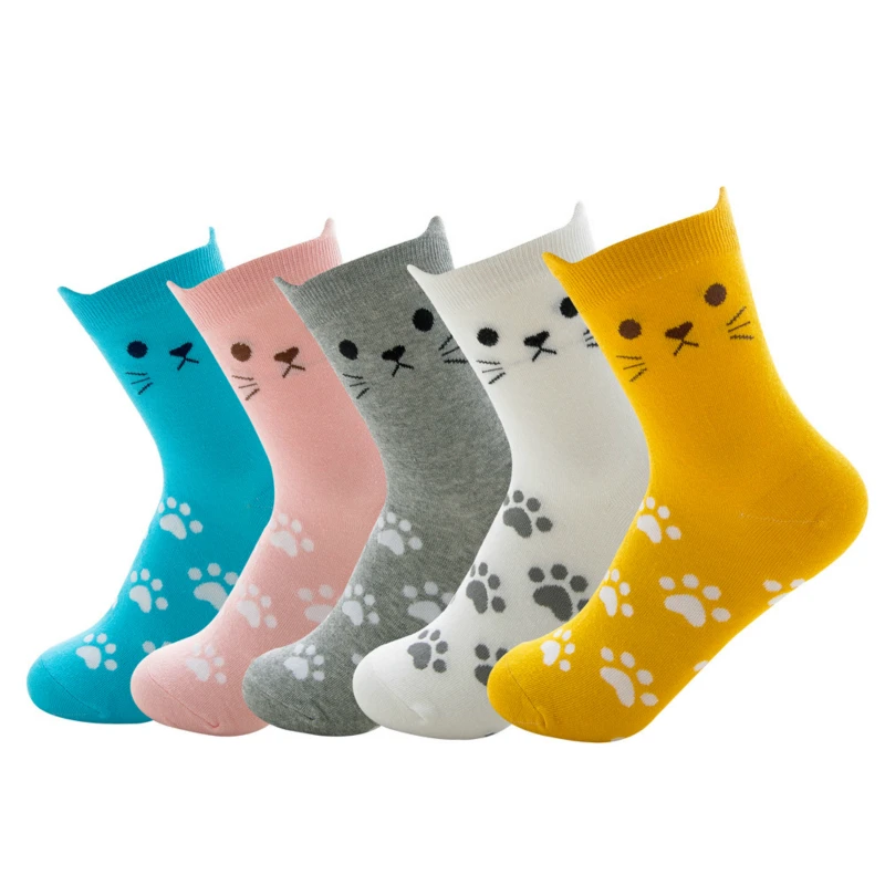 

2020 New Style winter Cat Pattern Printed Cute Funny Warm Fashion Cartoon patternSocks Multi-Style Breathable Cheap Socks hot